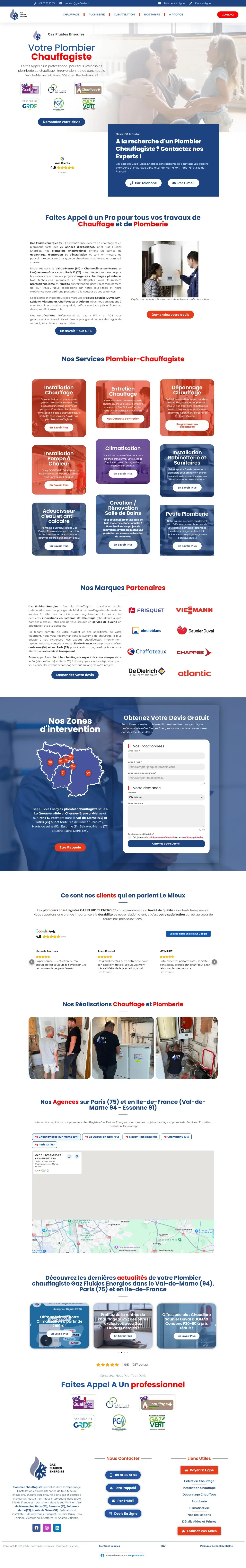 Site Gaz Fluides Énergies sur ordinateur