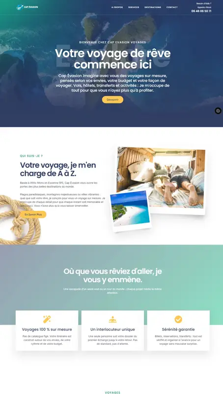 Site Cap Évasion Voyages sur ordinateur